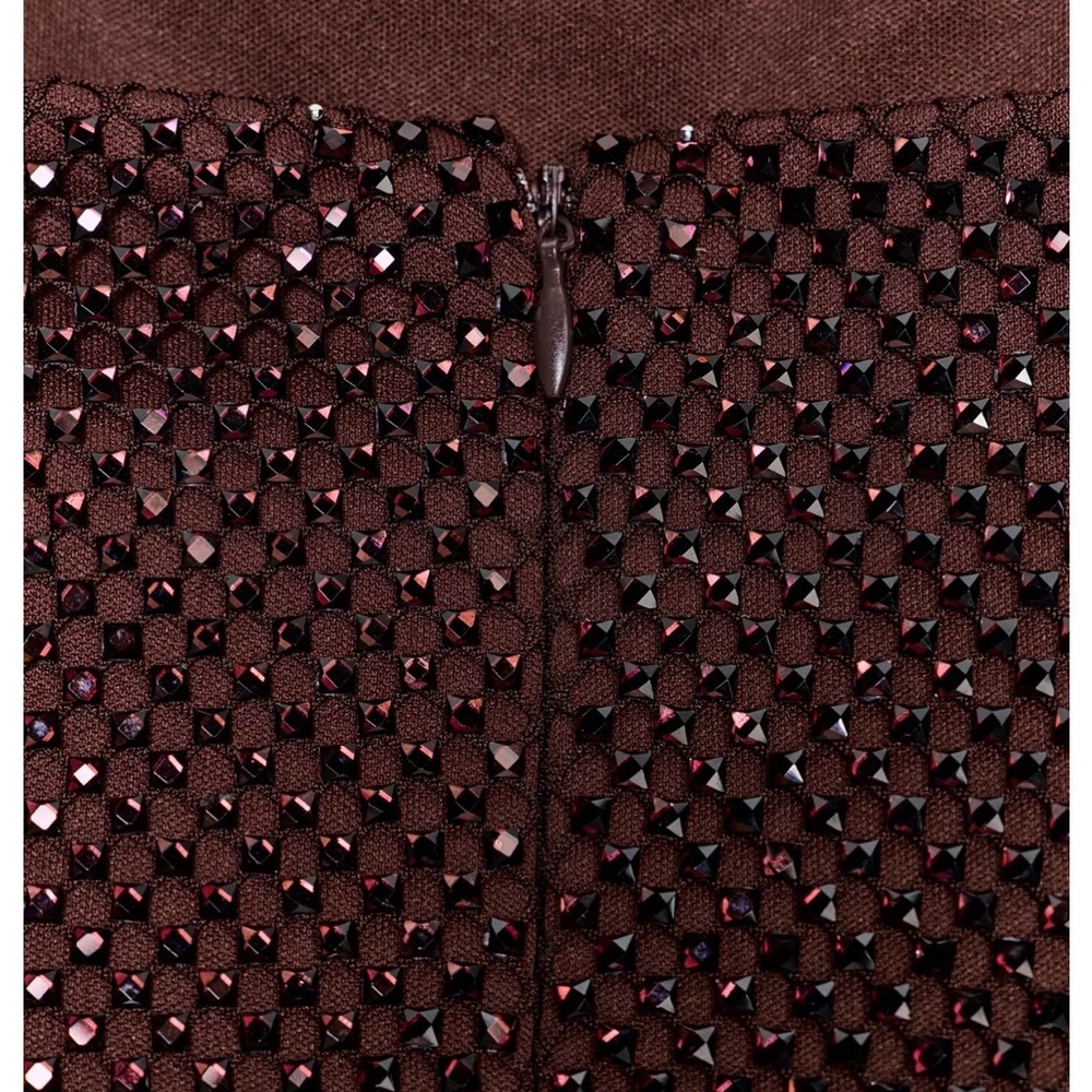 Zara Burgundy Sequin Mesh Strapless Mini Dress - Picture 8 of 8